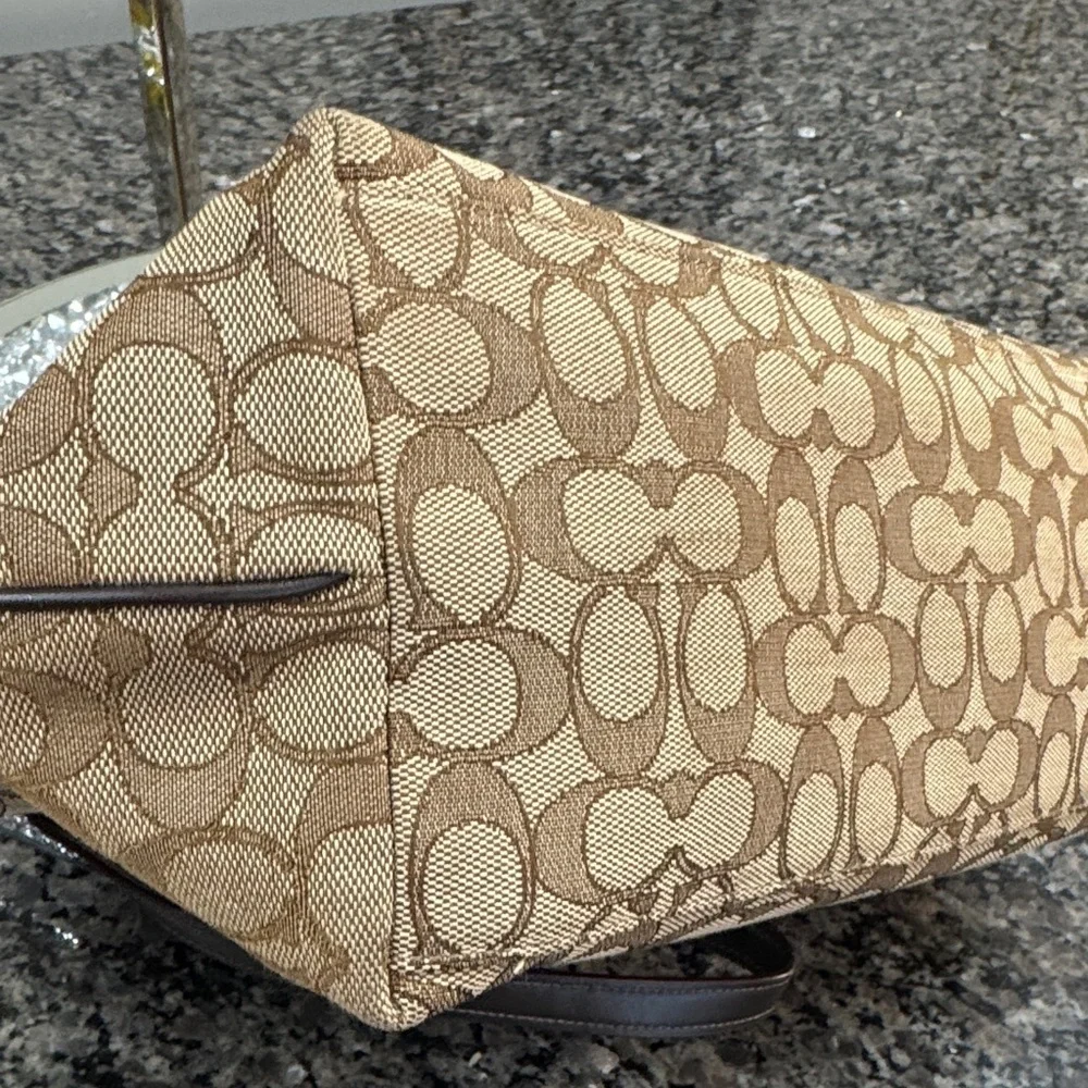 Coach Brown Signature Canvas Tote with Dark Brown Trim EUC